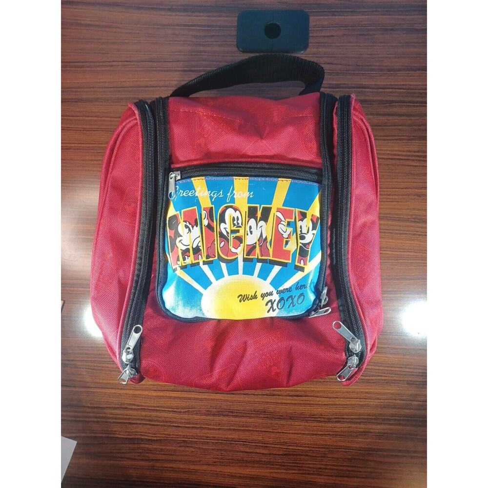Disney Red Mickey Mouse Cooler Lunch Bag Family Size Multi Compartment Pockets - Picture 1 of 13